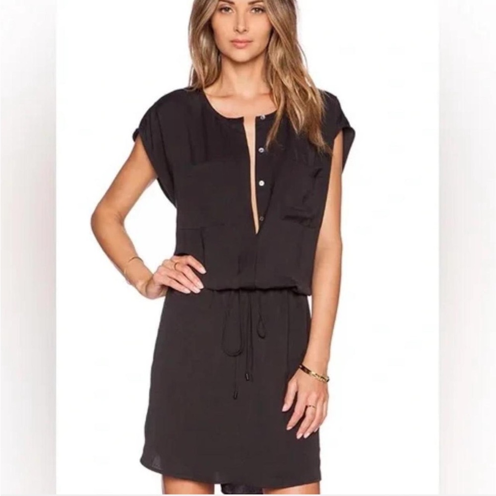 Vince Black Silky Dress with Tie Waist